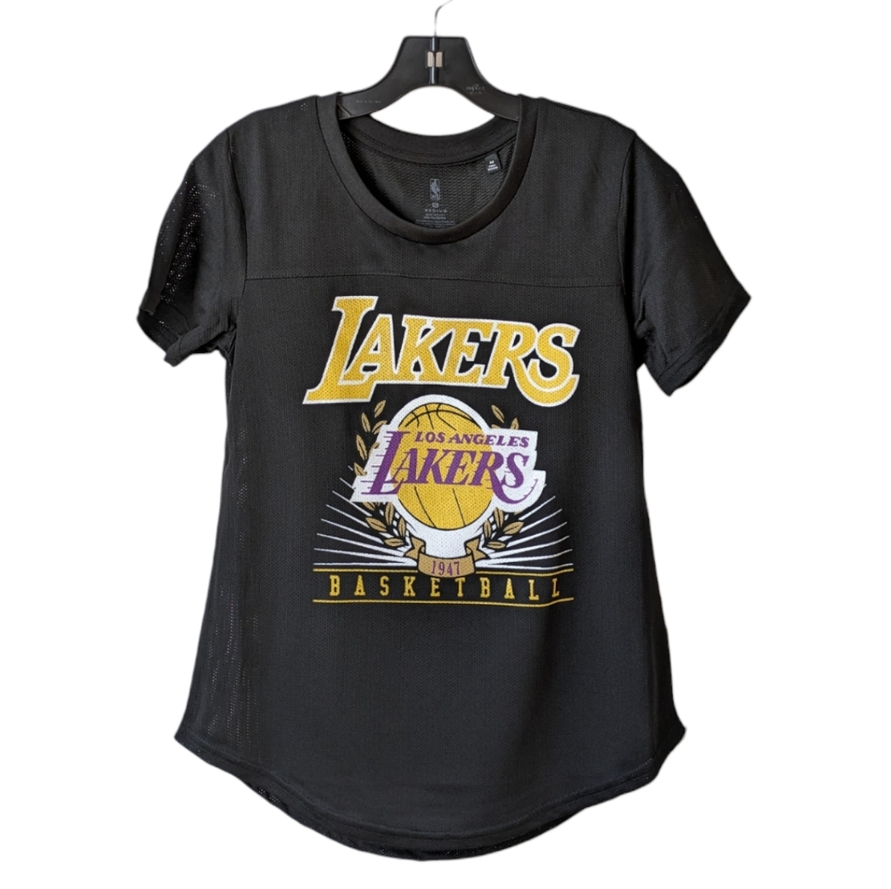 Los Angeles Lakers NBA Basketball T-Shirt Black Mesh Short Sleeve Medium NWT